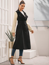 Load image into Gallery viewer, Contrast Panel Single-breasted Belted Trench Coat