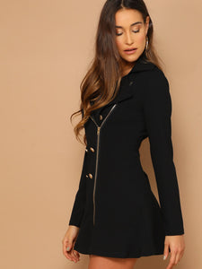 Double Breasted Zip Front Blazer Dress