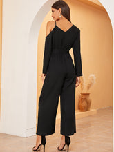 Load image into Gallery viewer, Asymmetrical Neck Wide Leg Belted Jumpsuit