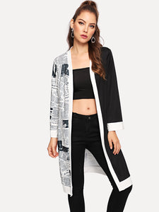 Letter Print Panel Outerwear