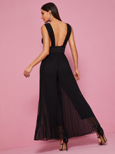 Load image into Gallery viewer, Backless Pleated Wide Leg Belted Jumpsuit