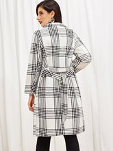 Load image into Gallery viewer, Self Tie Plaid Pocket Side Coat