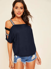 Load image into Gallery viewer, Cut-out Shoulder Top With Aztec Strap