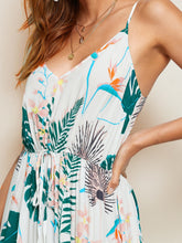 Load image into Gallery viewer, Tropical Print Drawstring Waist Flare Dress