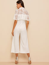 Load image into Gallery viewer, Bow Detail Lace Insert Palazzo Jumpsuit