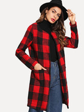 Load image into Gallery viewer, Checkered Open Front Collarless Coat