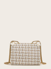 Load image into Gallery viewer, Faux Pearl Decor Tweed Chain Bag