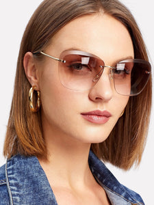 Rimless Tinted Lens Sunglasses