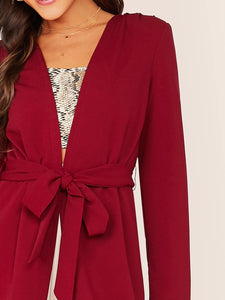 Open Front Belted Coat