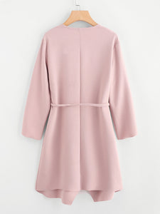 Waterfall Collar Pocket Front Wrap Coat