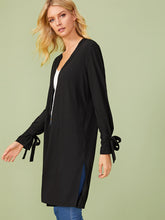 Load image into Gallery viewer, Open Front Knot Sleeve Solid Coat