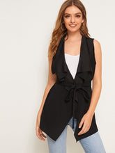 Load image into Gallery viewer, Solid Waterfall Collar Belted Vest