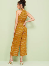 Load image into Gallery viewer, Polka Dot Belted Wide Leg Halter Jumpsuit