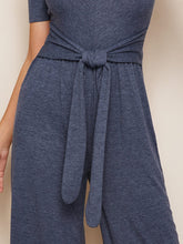 Load image into Gallery viewer, Tie Waist Heather Knit Wide Leg Jumpsuit