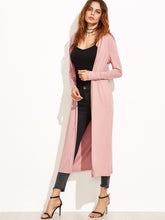 Load image into Gallery viewer, Pink Collarless Longline Duster Coat