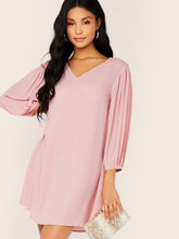 Load image into Gallery viewer, Solid Pleated Sleeve Tunic Dress