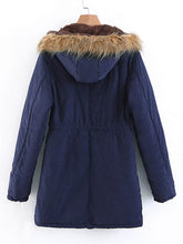 Load image into Gallery viewer, Faux Fur Drawstring Waist Parka Coat