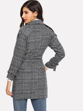 Load image into Gallery viewer, Self Belted Plaid Coat