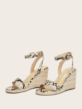 Load image into Gallery viewer, Snakeskin Ankle Strap Wedges