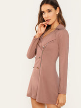 Load image into Gallery viewer, Double Breasted Zip Front Blazer Dress