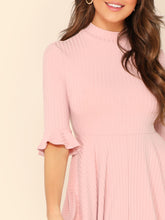 Load image into Gallery viewer, Bell Sleeve Ribbed Knit Midi Dress