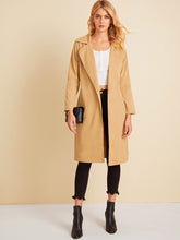 Load image into Gallery viewer, Solid Notched Neck Belted Trench Coat