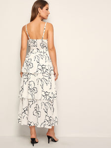 Abstract Print Tiered Layer Cami Dress