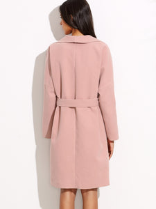 Drop Shoulder Drape Collar Wrap Coat