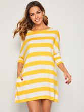 Load image into Gallery viewer, Batwing Sleeve Striped Dress