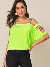 Load image into Gallery viewer, Cut-out Shoulder Top With Aztec Strap