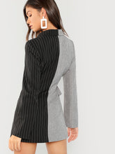 Load image into Gallery viewer, Colorblock Tie Waist Surplice Wrap Blazer