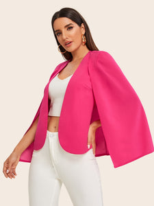 Neon Pink Open Front Cape Blazer