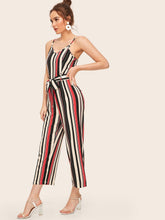 Load image into Gallery viewer, Striped Belted Cami Jumpsuit