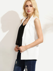 Shawl Lapel Sleeveless Open Front Blazer