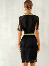 Load image into Gallery viewer, Adyce Mock-neck Fringe Trim Bandage Dress