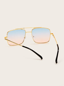 Full Rim Top Bar Ombre Lens Square Sunglasses