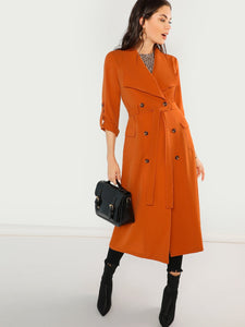 Waist Belted Double Breasted Waterfall Coat