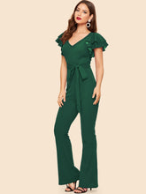 Load image into Gallery viewer, 70s Layered Sleeve Belted Flare Leg Jumpsuit