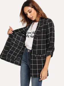 Dual Pocket Plaid Blazer