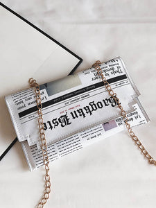 Letter Print Flap Chain Bag