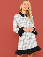 Load image into Gallery viewer, 2 In 1 Pephem Collared Tweed Dress