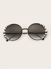 Load image into Gallery viewer, Faux Pearl Decor Round Frame Sunglasses