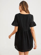 Load image into Gallery viewer, Flounce Sleeve Solid Schiffy Dress