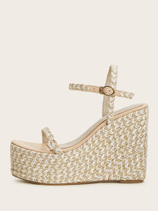 Ankle Strap Platform Espadrille Wedges