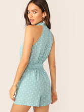 Load image into Gallery viewer, Plicated Detail Buckle Belted Halter Romper