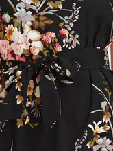 Load image into Gallery viewer, Floral Print Tie Back Belted Maxi Dress