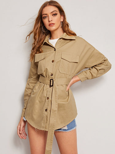 High Low Curved Hem Unity Coat