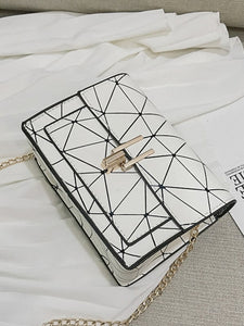 Geometric Print Chain Crossbody Bag