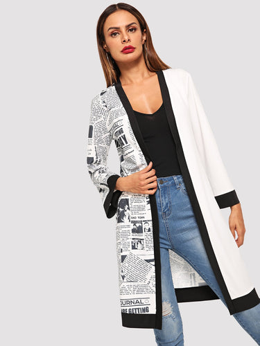 Letter Print Panel Outerwear