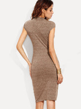 Load image into Gallery viewer, Marled Knit Fitted Midi Dress